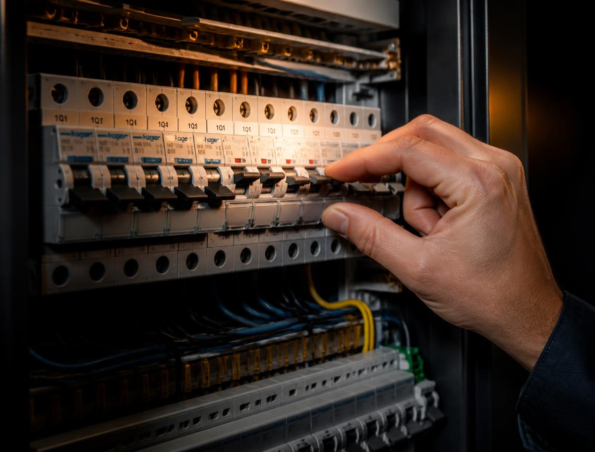 Elektrik sigorta panosunda çalışan usta